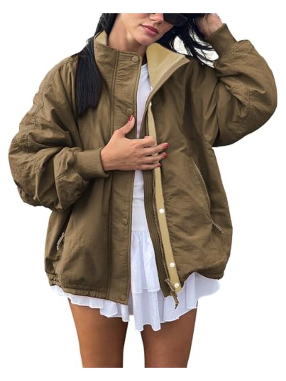 Women's Windproof Fleece Lined Lightweight Outdoor Jacket Coat